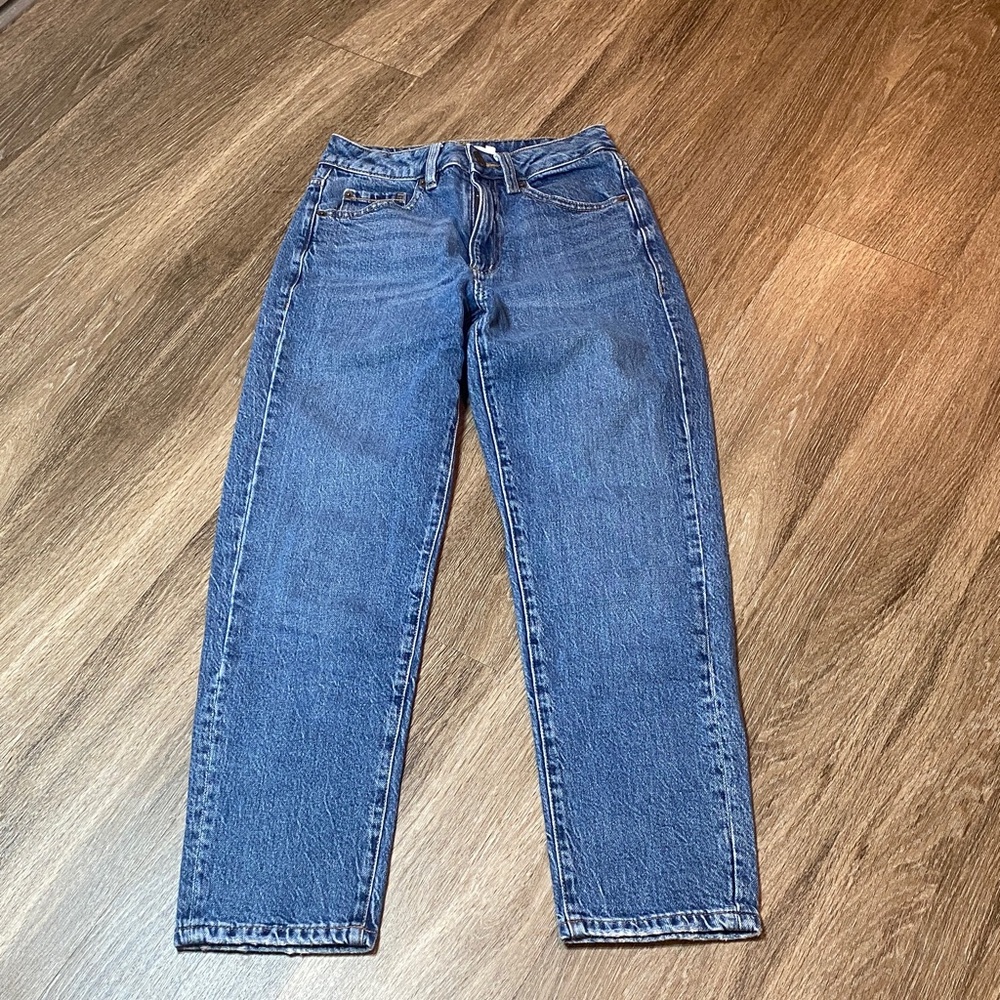 Garage Women's High Rise Jeans - mom jeans Classic Blue